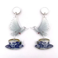 WINTERSHEART BLUE WILLOW DOVE EARRINGS