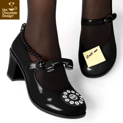 HOT CHOCOLATE DESIGN CALL ME IN BLACK -Mary Shoes Shop Call Me Womens Mid Heels Legs 2 black 800x