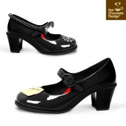 HOT CHOCOLATE DESIGN CALL ME IN BLACK -Mary Shoes Shop Call Me Womens Mid Heels Side negro 800x