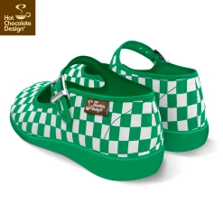 HOT CHOCOLATE DESIGN CHECKERS GREEN -Mary Shoes Shop Chocolaticas CHECKERS womens Mary Jane Flat Back 800x