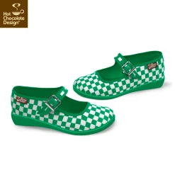HOT CHOCOLATE DESIGN CHECKERS GREEN -Mary Shoes Shop Chocolaticas CHECKERS womens Mary Jane Flat Side 800x