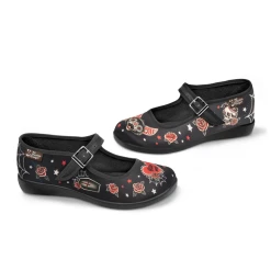 HOT CHOCOLATE DESIGN DARK TATTOO -Mary Shoes Shop Chocolaticas Dark Tattoo womens Mary Jane Flat Side 800x