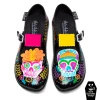 HOT CHOCOLATE DESIGN SUGAR SKULL -Mary Shoes Shop Chocolaticas Sugar Skull womens Mary Jane Flat Front 800x