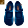 HOT CHOCOLATE DESIGN CURACOA BLUE 2 HOT CHOCOLATE DESIGN CURACOA BLUE -Mary Shoes Shop Chocolaticas Velvet Blue womens Mary Jane Flat Front 800x