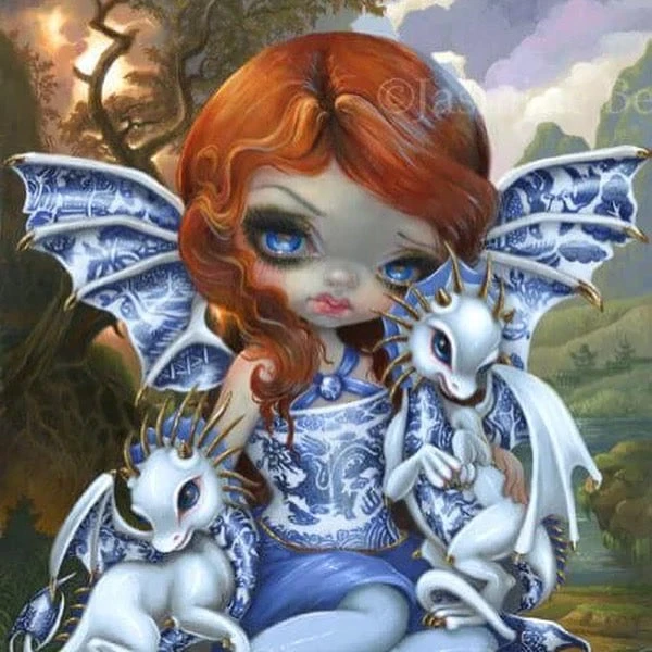 WINTERSHEART BLUE WILLOW DRAGONLINGS BROOCH 4 WINTERSHEART BLUE WILLOW DRAGONLINGS BROOCH - Image 2