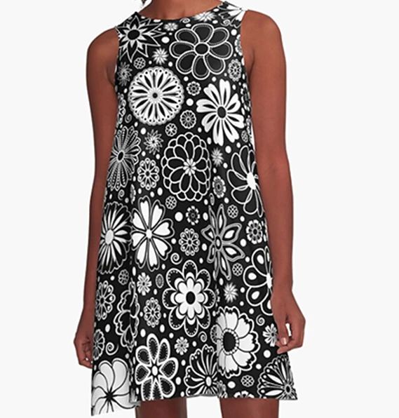 Miss Goody 2 Shoes FLOWERS BLACK AND WHITE A-LINE DRESS 3 Miss Goody 2 Shoes FLOWERS BLACK AND WHITE A-LINE DRESS