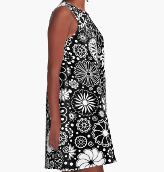 Miss Goody 2 Shoes FLOWERS BLACK AND WHITE A-LINE DRESS 5 Miss Goody 2 Shoes FLOWERS BLACK AND WHITE A-LINE DRESS - Image 3