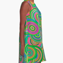 Miss Goody 2 Shoes PSYCHEDELIC A-LINE DRESS -Mary Shoes Shop GreenCirclesSide1 800x