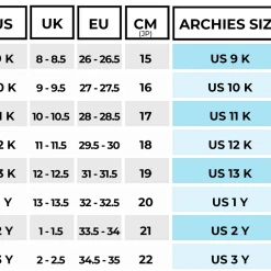 ARCHIES ARCH SUPPORT THONGS - KIDS SIZING 10 ARCHIES ARCH SUPPORT THONGS - KIDS SIZING -Mary Shoes Shop KidsSizingChart 800x