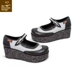 HOT CHOCOLATE DESIGN HAVANA GLITTER BROGUES PLATFORM -Mary Shoes Shop Mary Jane Platform HABANA GLITTER Side 800x