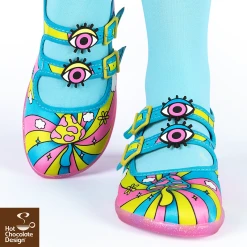 HOT CHOCOLATE DESIGN TRIPPY DAZE -Mary Shoes Shop Trippy Daze womens Mary Jane Flat Legs2 800x