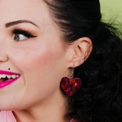 Mary Shoes Shop -Mary Shoes Shop solid heart lava resin drop earrings red 800x