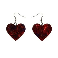 Mary Shoes Shop 33 ERSTWILDER SOLID HEART GLITTER RESIN DROP EARRINGS - RED